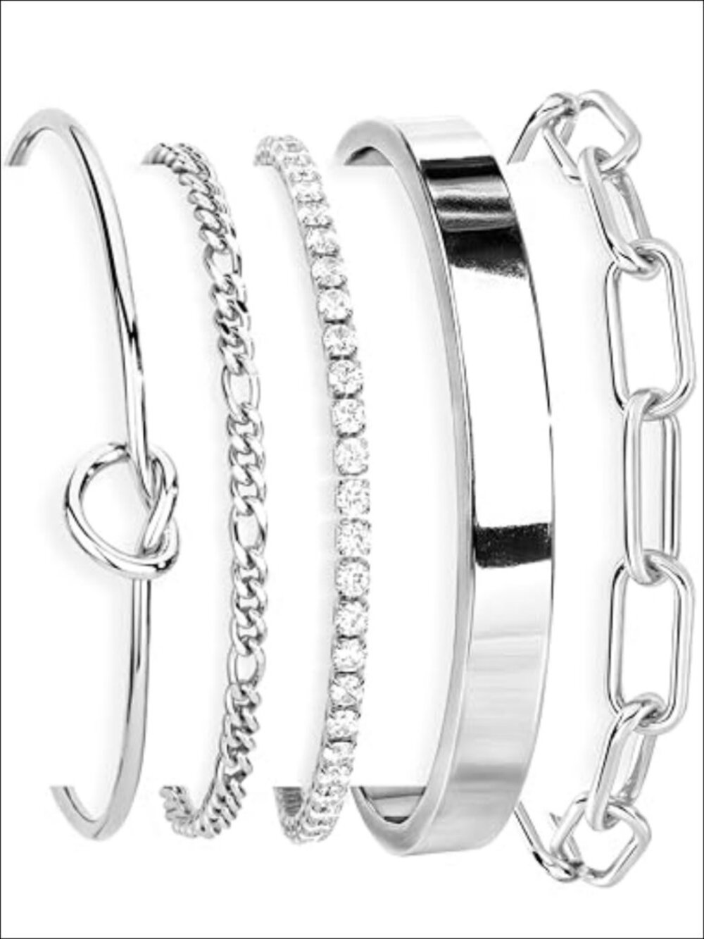 14K Gold Plated Sterling Silver Cuff Bracelet Set Stackable Bangles for Women
